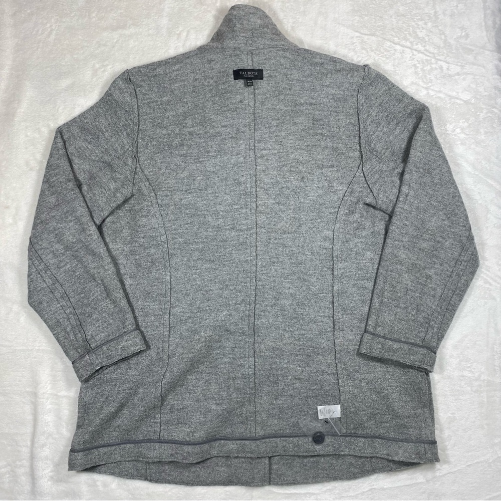 TALBOTS Broiled Boucle Gray Wool Blend Jacket Coat 18 Plus Petite Pocket Unlind - Picture 6 of 16